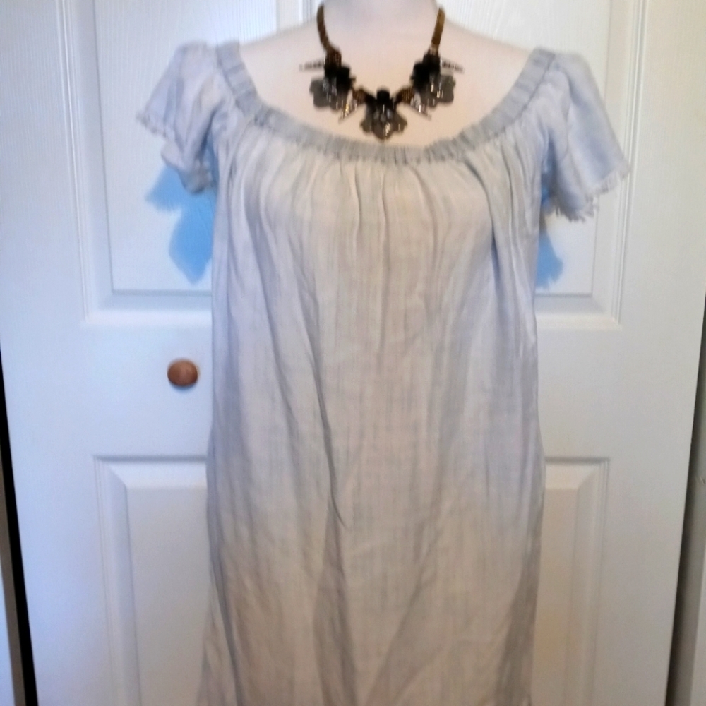 Women's light blue off-the-shoulder dress /shirt size medium